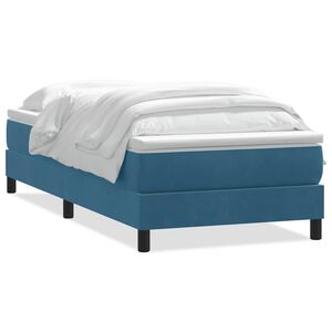 vidaXL Boxspring met matras fluweel donkerblauw 80x220 cm