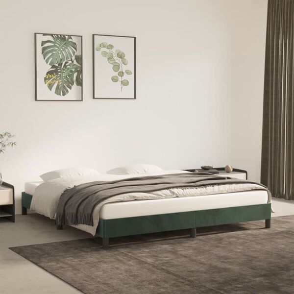 vidaXL Bedframe zonder matras 180x200 cm fluweel donkergroen
