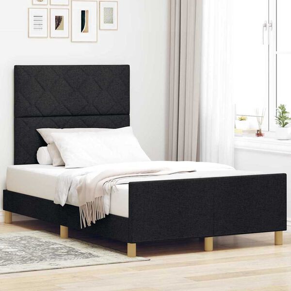 vidaXL Bedframe met hoofdeinde Zwart 120 x 190 cm Stof