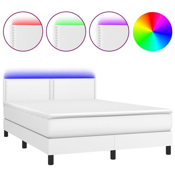 vidaXL Boxspring met matras en LED kunstleer zwart 140x190 cm