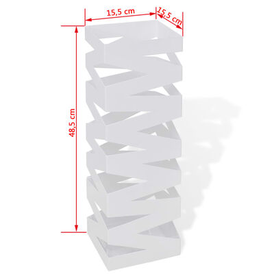 vidaXL Paraplu- en wandelstokhouder strepen wit vierkant staal 48,5 cm