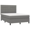 vidaXL Boxspring met matras en LED stof donkergrijs 140x190 cm
