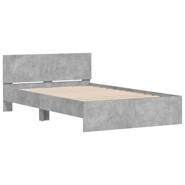 vidaXL Bedframe met hoofdeinde betongrijs 135x190 cm