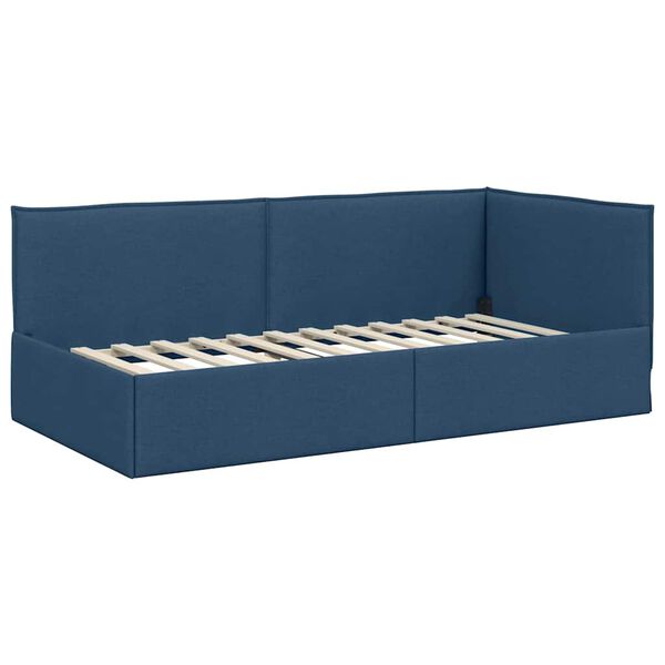 vidaXL Hoekbedframe met hoofdeinde Blauw 80 x 200 cm Stof