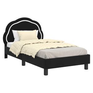 vidaXL Bedframe voor kinderen met hoofdbord Zwart 80 x 160 cm Fluweel
