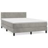 vidaXL Boxspring met matras fluweel lichtgrijs 140x190 cm