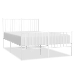 vidaXL Bedframe met hoofd- en voeteneinde metaal wit 120 x 190 cm