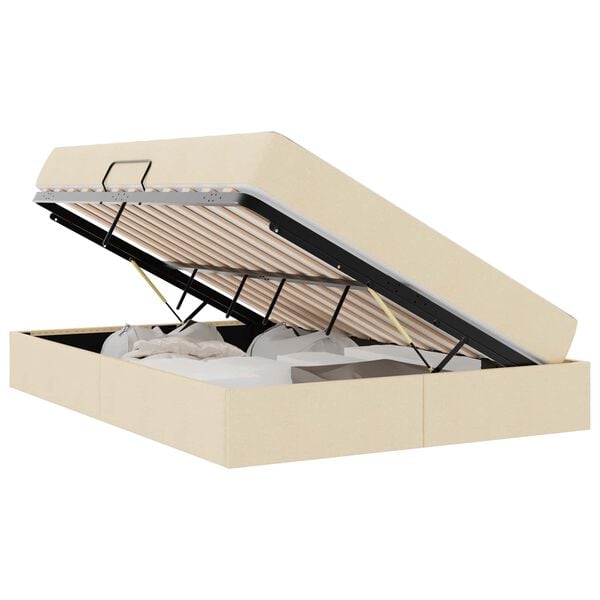 vidaXL Opbergbed met matras met matras Cr&egrave;me 140 x 200 cm Polyester