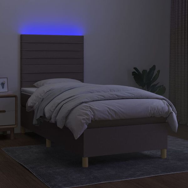 vidaXL Boxspring met matras en LED stof taupe 80x200 cm