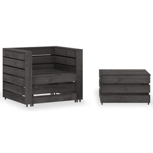 vidaXL 2-delige Loungeset pallet ge&iuml;mpregneerd grenenhout grijs