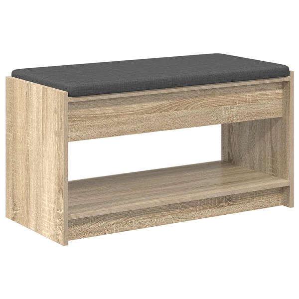 vidaXL Halbank met kussen met plank Sonoma Eiken 83 x 38 x 45 cm