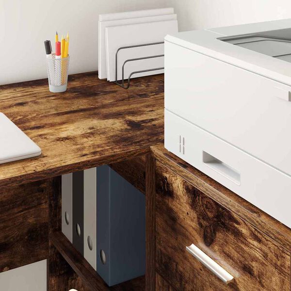 vidaXL Bureau met plank Gerookt eiken 102 x 50 x 75 cm Bewerkt hout