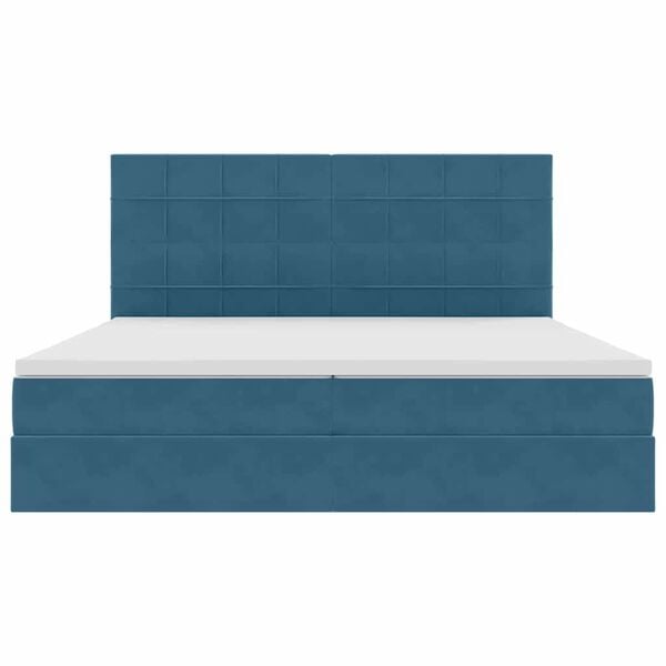 vidaXL Opbergbed met LED met matras Donkerblauw 200 x 200 cm Fluweel