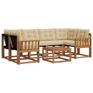 vidaXL Buiten bankenset met kussen 7 pcs Natuurlijk en Beige