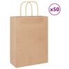 vidaXL Papieren zakken 50 st met hengsels 26x12x35 cm bruin