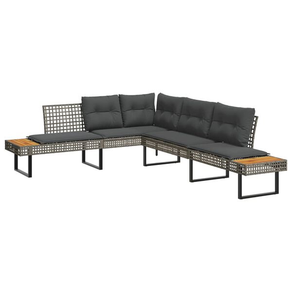 vidaXL 2-delige Loungeset met kussens poly rattan en glas grijs