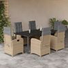 vidaXL 7-delige Tuinset met kussens poly rattan gemengd beige