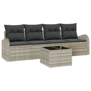vidaXL Tuin Sofa Set 5 pcs Licht Grijs en Donker Grijs poly rattan