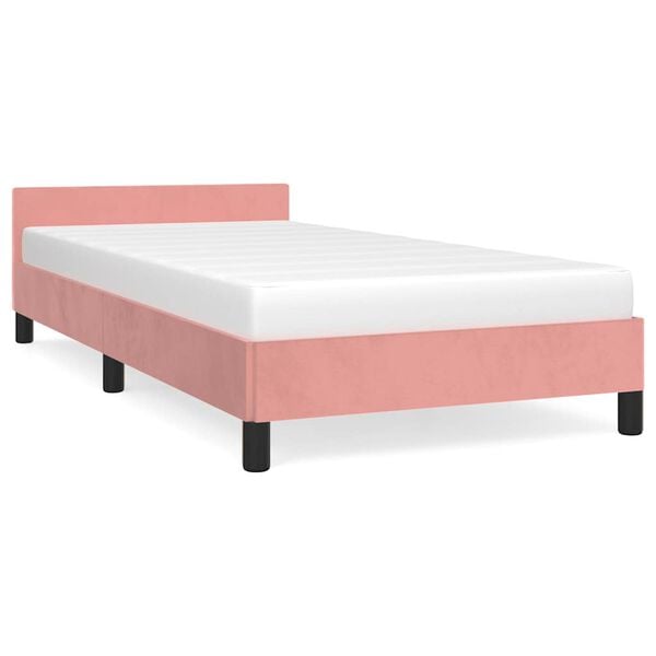 vidaXL Bedframe met hoofdeinde zonder matras 90x200 cm fluweel roze