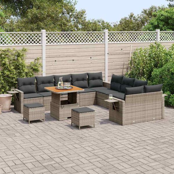 vidaXL Tuin Sofa Set 13 pcs Grijs poly rattan