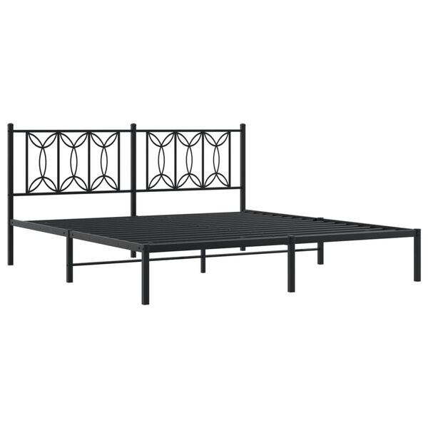 vidaXL Bedframe met hoofdbord metaal zwart 183x213 cm