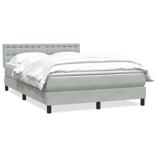 vidaXL Boxspring met matras fluweel lichtgrijs 160x220 cm
