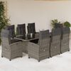 vidaXL 9-delige Tuinset met kussens poly rattan grijs