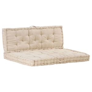 vidaXL Palletvloerkussens 2 st katoen beige