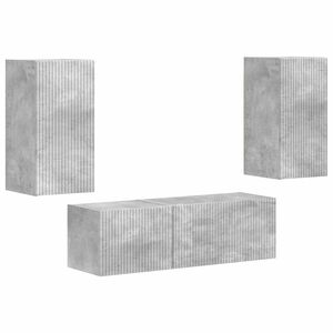 vidaXL TV Wandkast Set 4 st Beton Grijs Bewerkt hout