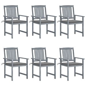 vidaXL Tuinstoelen 6 st met kussens massief acaciahout grijs