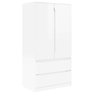 vidaXL Kledingkast Hoogglans Wit 79,5 x 49 x 156 cm Geconstrueerd hout