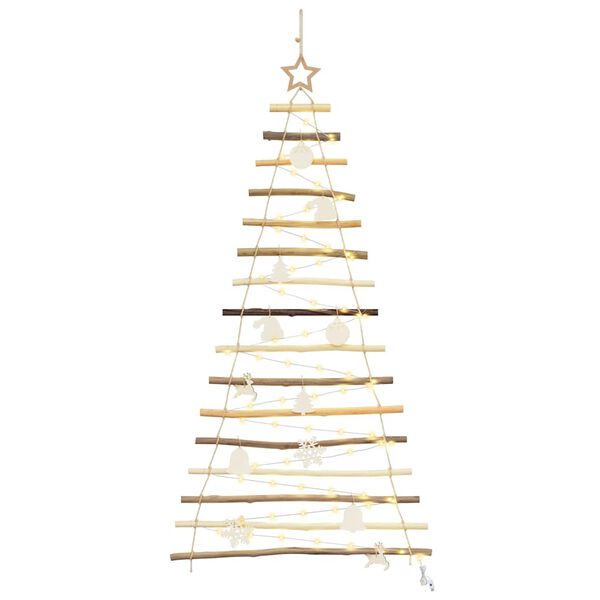 vidaXL Kerstboom met 80 LED Naturel 150 cm massief essenhout