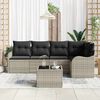 vidaXL Tuin Sofa Set met kussen met opslag 6 pcs Grijs Poly riet
