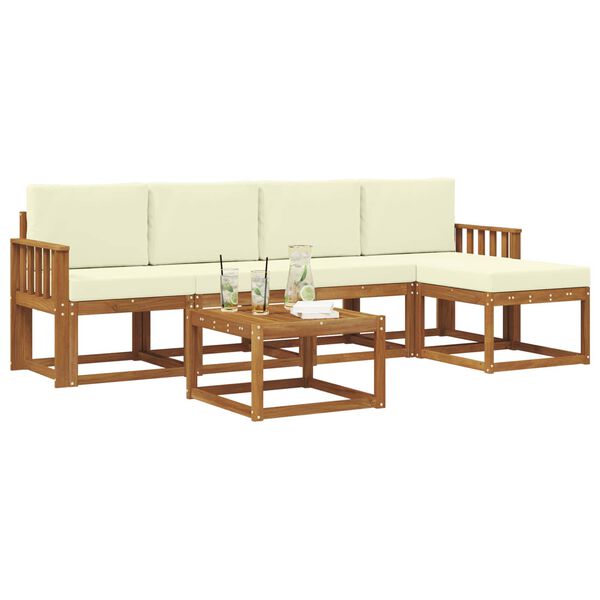 vidaXL Buiten bankenset 6 pcs Natuurlijk en Cr&egrave;me Massief Acaciahout