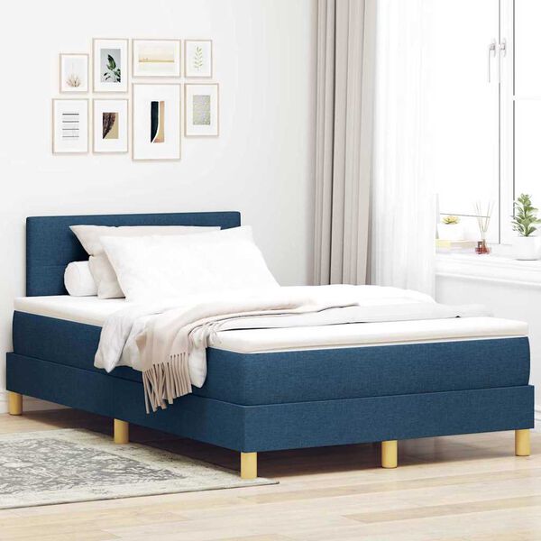 vidaXL Boxspringbed met matras met hoofdeinde Blauw 120 x 190 cm Stof