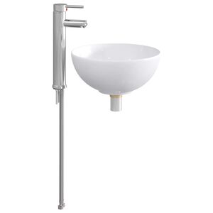 vidaXL Badkamer wastafel met kraan en afvoer Chroom 32 x 32 x 13 cm