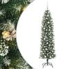 vidaXL Kunstmatige slanke kerstboom Groen en Wit 180 cm