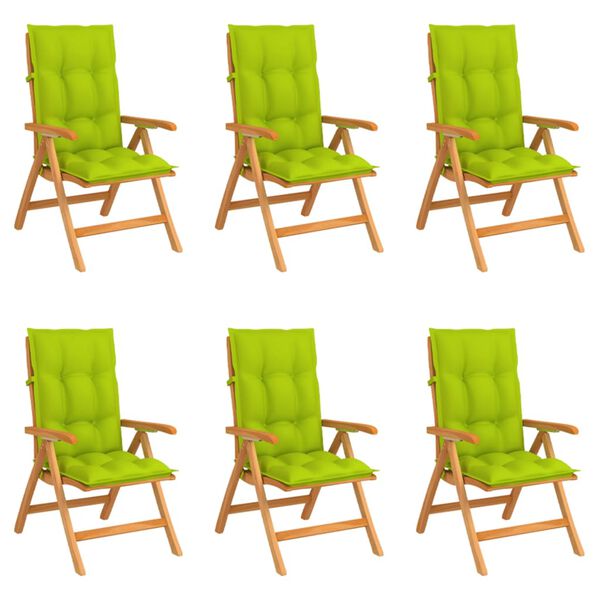 vidaXL Tuinstoelen 6 st verstelbaar met kussens massief teakhout