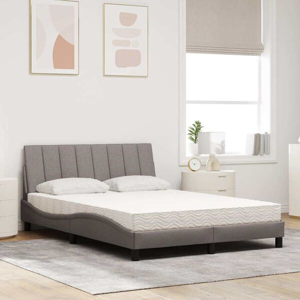 vidaXL Bed met matras "Hanko" stof taupe 120x200 cm