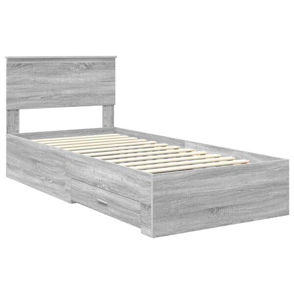 vidaXL Bedframe met hoofdeinde Grijs Sonoma 90 x 200 cm Bewerkt hout
