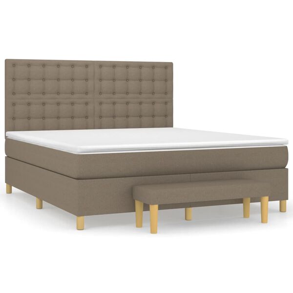 vidaXL Boxspring met matras stof taupe 180x200 cm