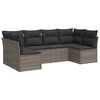 vidaXL 6-delige Loungeset met kussens poly rattan grijs