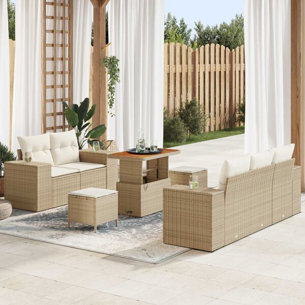vidaXL Tuin Sofa Set met kussen 8 pcs Beige poly rattan
