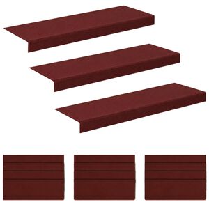 vidaXL Trapmatten 15 st 65 x 21 x 4 cm Bordeauxrood Polyester