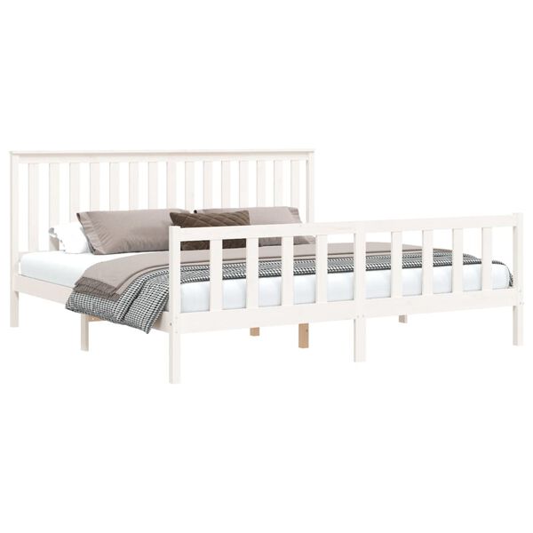 vidaXL Bedframe met hoofdbord massief grenenhout wit 180x200 cm
