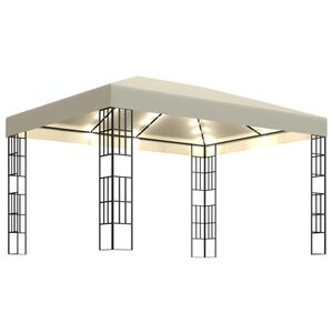 vidaXL Prieel met LED-lichtslinger 3x4 m cr&egrave;mekleurig