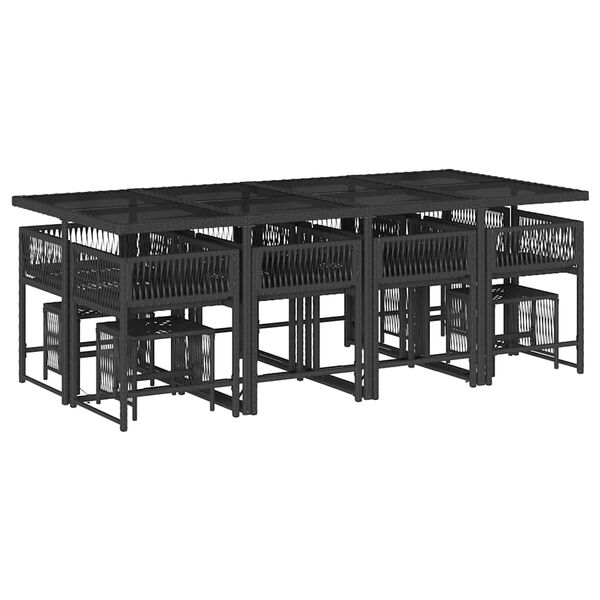 vidaXL 13-delige Tuinset met kussens poly rattan zwart