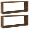 vidaXL Wandschappen kubus 2 st 60x15x23 cm bewerkt hout gerookt eiken