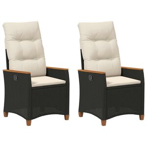 vidaXL Verstelbare tuinstoel Zwart en Cr&egrave;me 64 x 57,5 x 112 cm