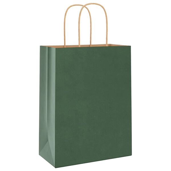 vidaXL Papieren zakken 250 st met hengsels 21x11x28 cm groen